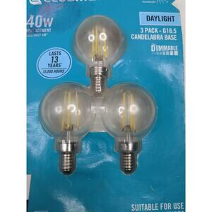 EcoSmart 40W Equivalent G16.5 Globe Dimmable Candelabra Base Daylight 1002919758